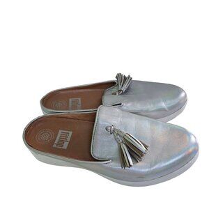 Fitflop Superskate Leather Mules Silver Tassel Size 7/38